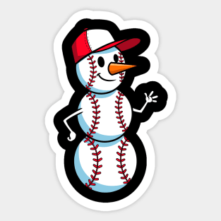 Cute Baseball Snowman Waving Sticker